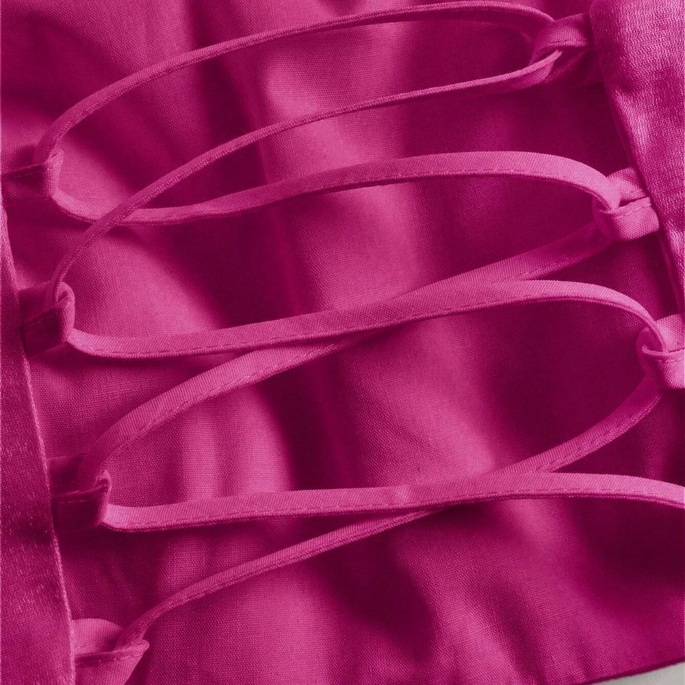 Pink Boho Womens Flower Decor Lace Up Back Cami Top - Picture 4 of 4